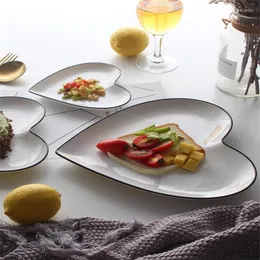 Plates Creative Love Heart-shaped Plate Dish Household Ceramic Bowl Nordic Western Cutlery Steak Fruit
