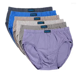 Underpants 6pcs Color Random Briefs Men's Underwears Pure Cotton Fabric Comfortable To Touch Breathable Multicolor 3XL 4XL 5XL 6xl 7XL 8XL