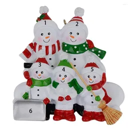 Decorações de Natal Matada de Família do boneco de neve de 5 ornamentos de árvores de polirresina Decoração de férias em casa