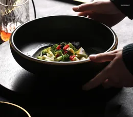 Skålar japansk keramisk skål stor ris soppa gyllene slag bordsartiklar kreativa frukt sallad ramen hem pasta