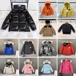 2023 Winter New Designer Kids Coat Down Jacket for Boys Real Raccoon 모피 두꺼운 따뜻한 아기 외투 코트 소년 여자 Jackets Kid Fashion Teenage Parka