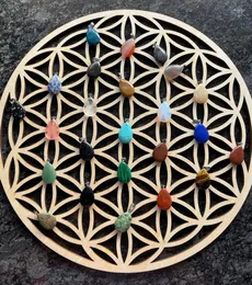 Bordmattor Sacred Geometry Flower of Life Energy Mat Wood Slice Bas Purification Crystals Healing Disc as for Home Wall Decor