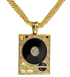 قلادة قلادة أزياء DJ Phonograph Pendants Gold and SilverColour Colourchain Men Hip Hop Long Necklace Morr22