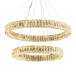 Chandeliers Round Crystal Chandelier Light LED Indoor Modern Lamp 40 60 80 100CM Circular Hanging For Living Dinning Room