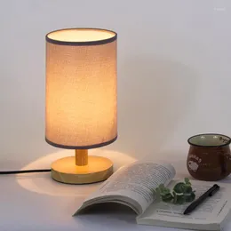 Table Lamps Bedside Lamp Minimalist Linen Bedroom Light Round Shade LED Modern Nightstand Desk For Kids Room Living Office