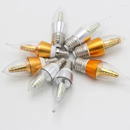 10pcs/LOT LED Candle E14 E27 5W 7W 9W 12W Golden Aluminium Light AC 220V Lampa chłodna ciepła biała bombillas lumure