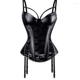 Women's Shapers Sexy Corset Lingeries PU Leather Korse Suspender Gorset Padded Cup KorsePlus Size Lace Bustier Night Club Wear Corselet Sexi