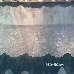 Curtain Christmas Snowman Warp Knitted Jacquard Polyester Lace Short Living Room Kitchen Curtains Home Decor