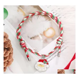 Link Chain Handwoven Charm Bracelets Santa Claus Christmas Tree Pendant Bracelet Ladies Childrens Jewelry Gift Drop Delivery Dhvut