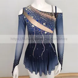 Bühnenbekleidung Liuhuo Frauen Aldult Girl Anpassung Kostüm Performance Wettbewerb Lotard Ice Figur Skating Kleid Tanz Roller Grau -Gradient Gradient