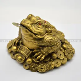 装飾的な置物オブジェクトFeng Shui Small Three Legged Money for Frog Fortune Brass Toad Chinese Coin Metal Craft Home Decor Gift