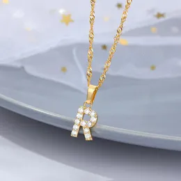 Pendant Necklaces Cubic Zircon Alphabet Necklace For Women Gold Color A-Z Initial Letter Shinning Crystal 2023 Jewerly CollaresPendant