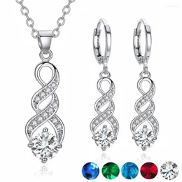 Set di orecchini per collana Elegante motivo a spirale da sposa Gioielli con zirconi cubici per le donne Set di gioielli Quanlity CZ colorati giovani