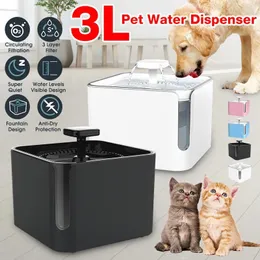 Cat Bowls Feeders 3L Automatic Water Fountain Filter USB Electric Dispenser Cirkulerande filtrering Pet Drinking Feeder