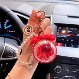 Portachiavi New bowknot fiore immortale catena chiave catena chiave creativa rosa auto portachiavi ciondolo regalo ragazza