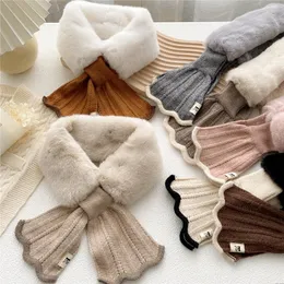 Scarves Winter Thick Warm Plush Scarf For Woman Girls Outdoor Cycling Neck Protect Accessories Solid Color Wavy 2023
