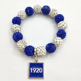 Strand Beaded Strands 6 Style Hand Made Elastic Greek Sorority Blue White Zeta Phi Beta Charm Pendant Bracelet Jewelry