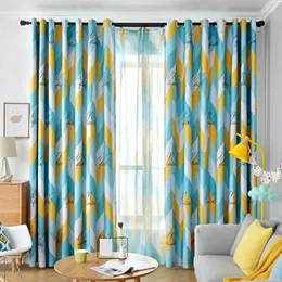 Cortina vermelha amarela azul cortinas geométricas para sala de jantar blecaute cortinas cortinas para sala de pontas rideaux tende