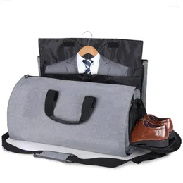 Storage Boxes Carry On Garment Bag For Business Trip 2 In 1 Convertible Travel Duffel Suit With Shoe Compartment Detachable Shoulder Strap