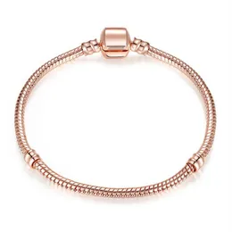 1pcs Drop Rose Gold Bracelets Women Snake Chain Charm Beads for pandora Bangle Bracelet Children Gift B0192711