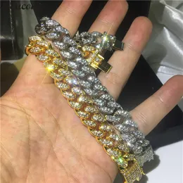 Высококачественный микропроката Crystal Cz Cuban Link Bracelets Boy Men Men Hip Hop Blink Iced Out широкий крупный браслет из цепи Майами Bling322a