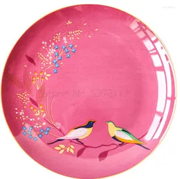 Plates Bone Porcelain Dinner Plate 8 "Color Flower And Bird Pattern Ceramic Round Set