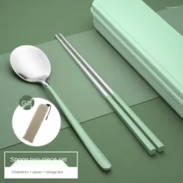 Conjuntos de utensílios de jantar 2023 picadas portáteis kit de colher kit de colher aluno único aço inoxidável Tableware