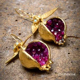 dangle earrings chandelier psyphroseユニークな金ザクロのデザインフック女性のための女性のファッションジュエリーギフト