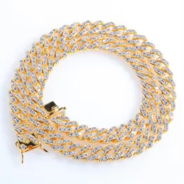 Tennis Miami CZ Cuban Link Chain Halsband Armband 8mm Full Bling Iced Out Crystal Fashion Jewelry Men Women Par Necklace Gift265b