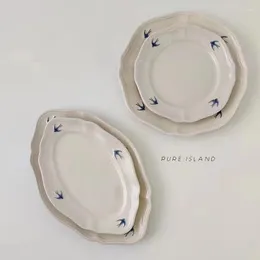 Talerze Japonia i Korea Południowa wytłoczona płyta połknięta ręcznie malowana ceramiczne deser domowy śniadanie
