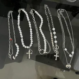 Choker Chokers Vintage minimalistyczny Bling Cross Cross Naszyjniki dla kobiet dziewczyny prezent rocznica ślubna modna biżuteria goth perel