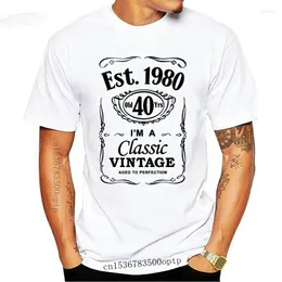 Herr t-skjortor cool tee skjorta män 40-årsdag t-shirt est 1980 vintage man forttionde 40 år gåva sommar