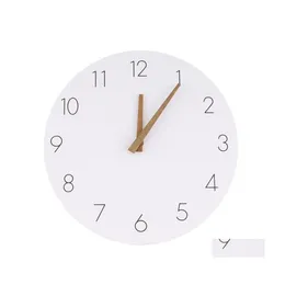 Wall Clocks Modern Simple Wooden Clock 12.5 Inch Silent Quartz For Home Living Room Kitchen Decor Battery Operated Drop Delivery Gard Dhvu9