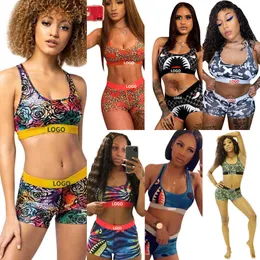 Trajes de mujer Traje de baño de diseñador Conjunto de impresión sexy delgado Chaleco de bikini de 2 piezas y pantalones cortos Traje de baño Traje de baño Ropa de playa