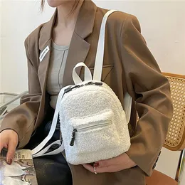 Backpack Mini Plush Solid Color Women Little Girls Wild Fashion Soft Autumn Winter Stylish Small Daypack For Shopping Street