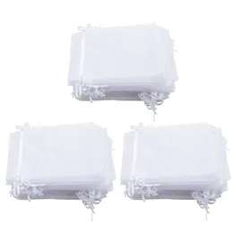 Present Wrap 150 Pieces 4 By 6 Inch Organza Bags Drawstring Jewelry Pouches Wedding Party Favor (White)