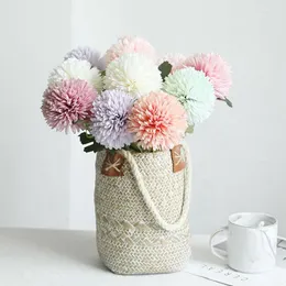 Decorative Flowers Silk Dandelion Flower Ball Bouquet Fake Artificial Chrysanthemum For Home Garden Wedding Decor