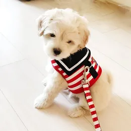Dog Collars Retro Style Pet Harness Cat Collar Clothes Navy Vest Leash Pothook Button Apparel Supplies