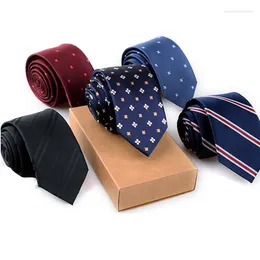 Bow Ties Men Slits Mäns Vestidos Business Wedding Tie Man Dress Legame Gift Gravata England Stripes Jacquard Woven 6cm