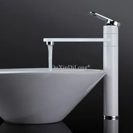 Badezimmer-Waschtischarmaturen, um 360 Grad drehbar, Waschbecken-Mischbatterie, Wasserhahn in Weiß und Silber, Chrom-Finish, Einhand-JF1689