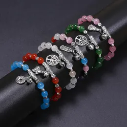 Strand pärlstav strängar natursten Buddha Tree Opal Charm Armband för kvinnor handgjorda pärlor armband yoga bangles smycken droppe