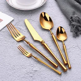 Dinnerware Sets 30pcs Gold Cutlery Set 18/10 Stainless Steel Main Dining Knife Spoon Fork Teaspoon Silverware Western Kitchen Home Dinnerwar