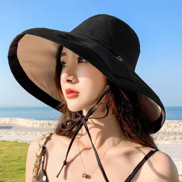 Beanies Beanie/Skull Caps Korean Fashion Drawstring Big Eave Fisherman Hat Female Spring/Summer Outdoor Outing Sunscreen Sun Wild Basin