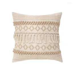 Pillow DUNXDECO Soft Linen Color Tassel Cover Decorative Case Vintage Simple Nordic Geometric Jacquard Sofa Coussin