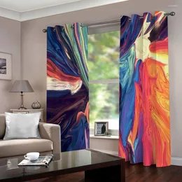 カーテンカラフルなポーブラックアウトリビングルームの寝室の抽象パターンキッチンのための3Dカーテン