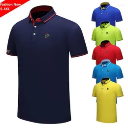 Męska moda Polos 2023 Summer męskie koszule z krótkim rękawem haft logo logo swobodne bawełny homme tops s-4xl