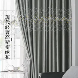 Curtain & Drapes Popangel 2023 Embroidered High Quality Blackout Window Curtains For Living Room Heat And Sound Insulation Eco-frinedly Drop