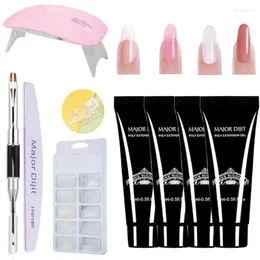 Kit per nail art 4 colori ATTRAVERSO Poly Extension Gel con lampada LED USB da 6 W Set di costruzione UV in cristallo con punta francese