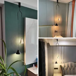 Pendant Lamps Nordic Bedside Lamp Modern Black/gold Hanging Light Luxury Living Room Background Wall Bedroom