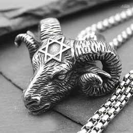 Kedjor Retro Trend Six Pointed Star Satan Ram Head Pendant Men's Necklace Hip-Hop Domineering Jewelry Accessories Gord22